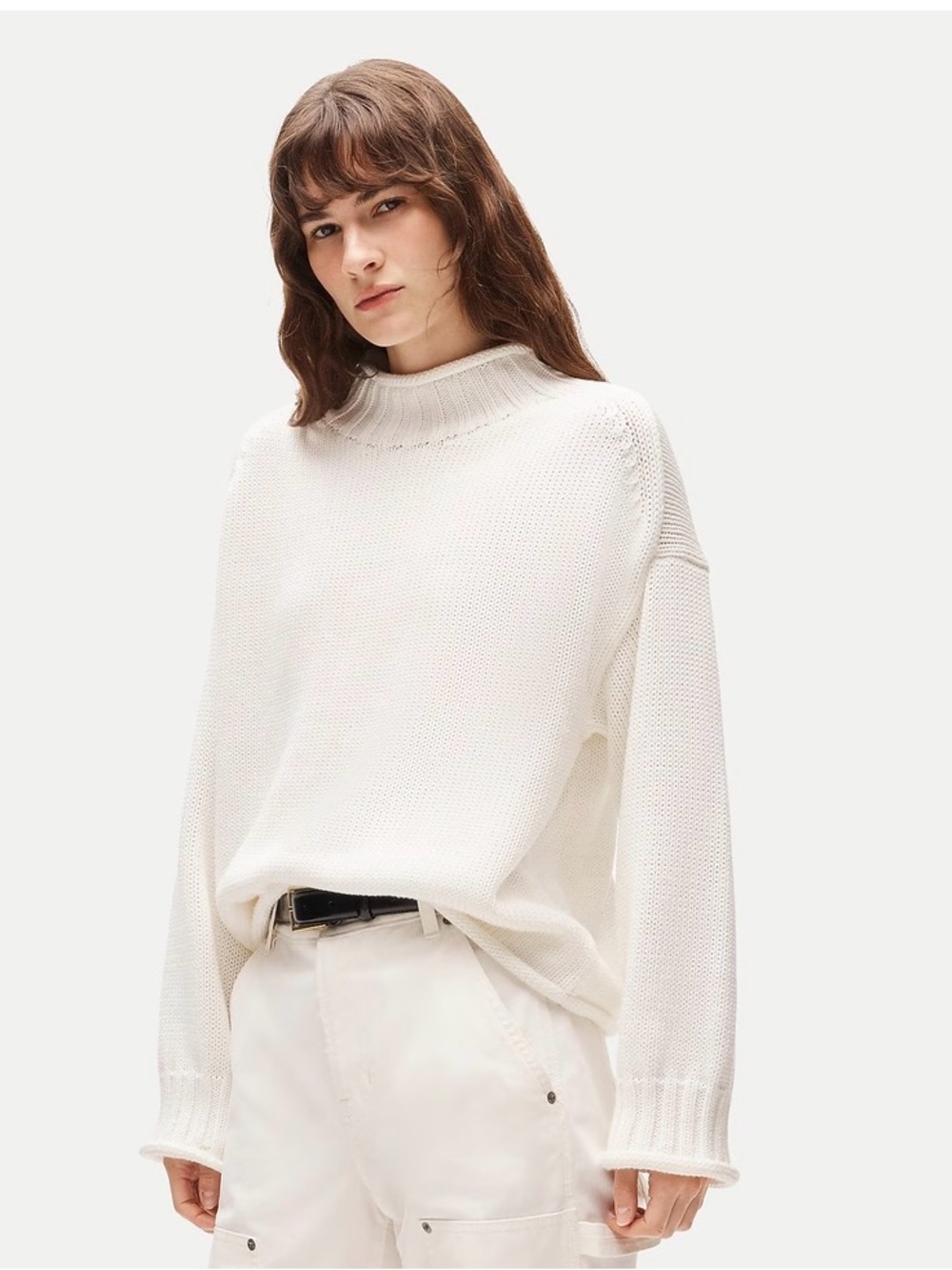 NWT J.Crew 2025 Rollneck Cotton Sweater Ivory Size L CM712 - Picture 9 of 15